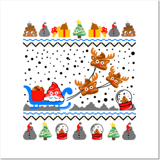 Funny Poop Emoji Christmas Sweater Posters and Art